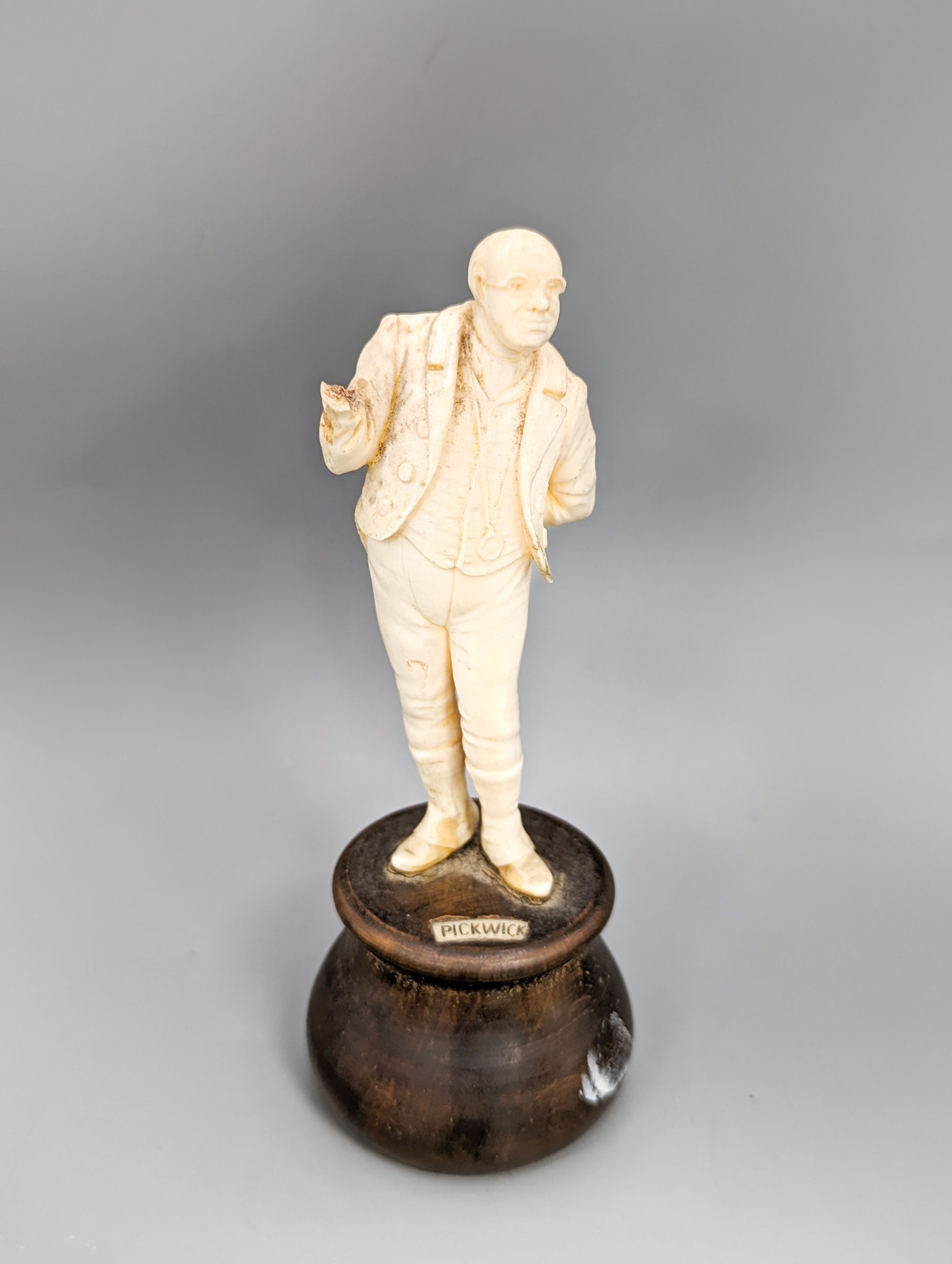 Three South German ivory Dickens characters groups or figures, early 20th century, tallest 15.5cm